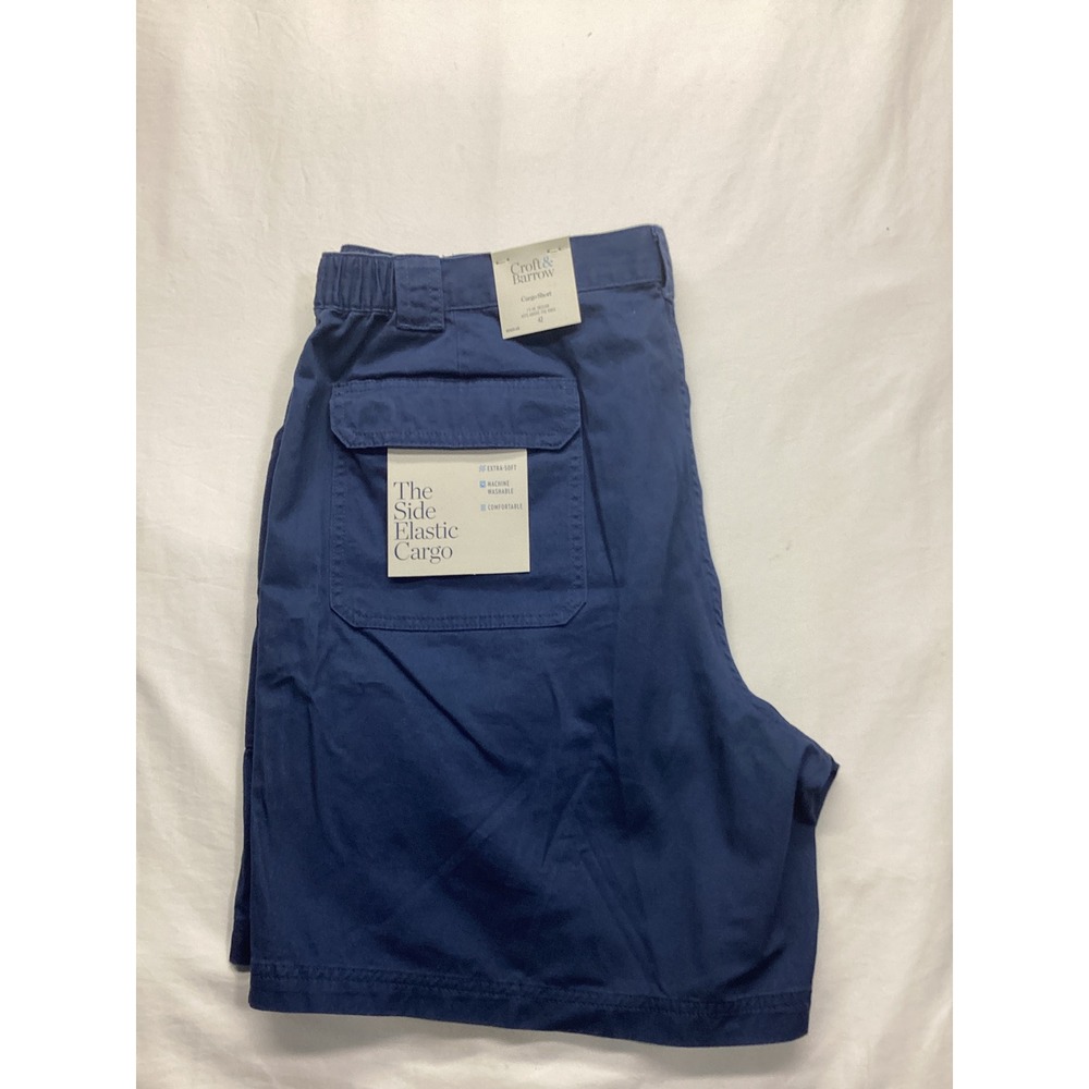 Croft & Barrow Mens Side Elastic Cargo Shorts Navy Blue Size 42 MC01X100RS NWT - Picture 3 of 6